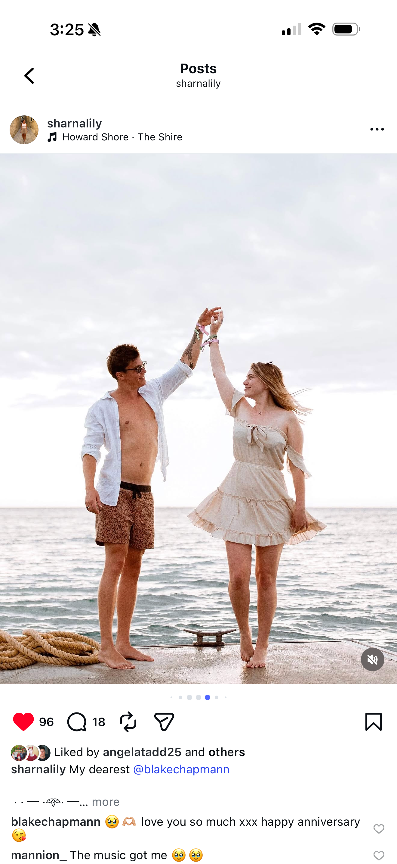 Blake and Sharna dancing together on the beach